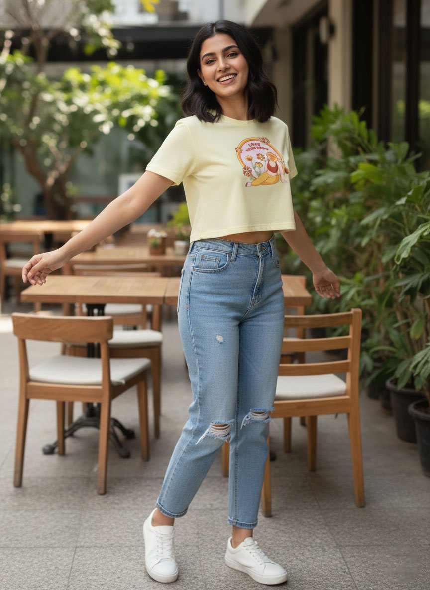 Love your body | Butter Yellow | Vichitra Crop tops - Image 2