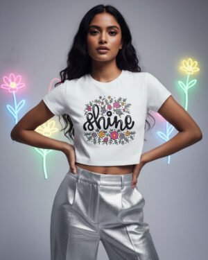 Shine | White | Vichitra Crop tops