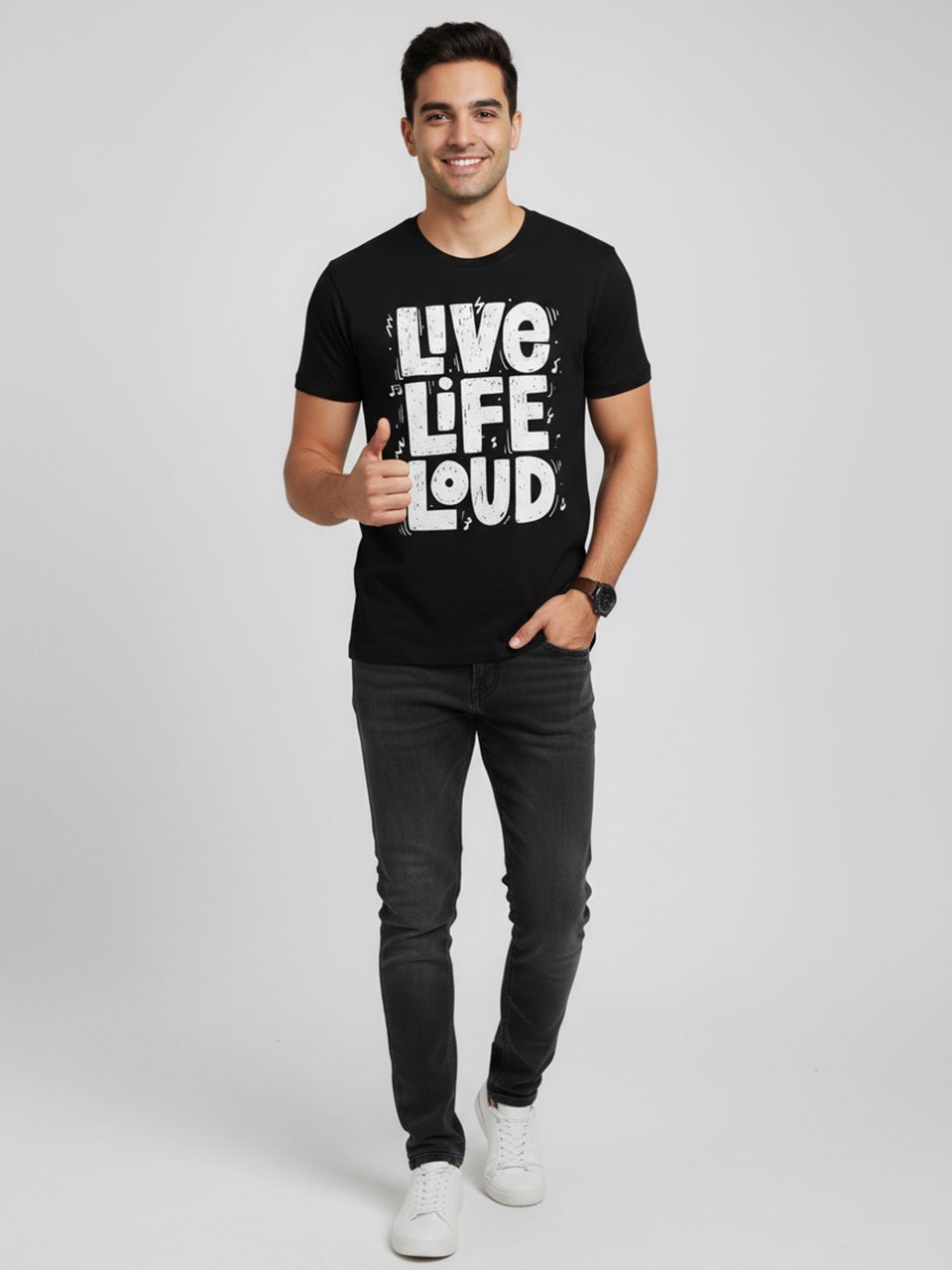 Live Life Loud | Vichitra | Men Round Neak T-Shirts - Image 2