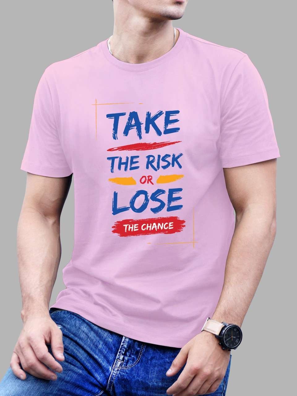 Take the risk or lose the chance | Vichitraa T-Shirts | Men Round Neak T-Shirts - Image 3