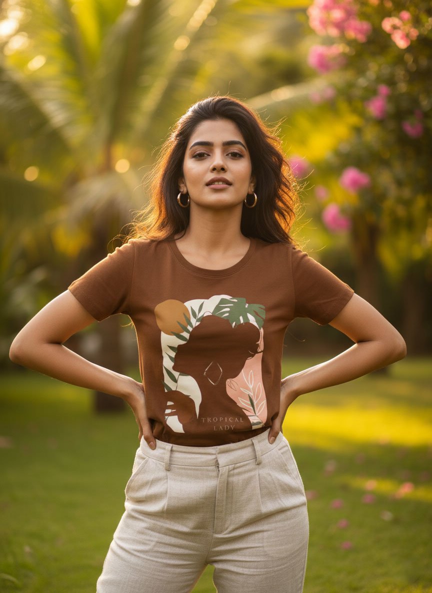 Tropical girl | Women Round Neak Vichitra T-Shirt