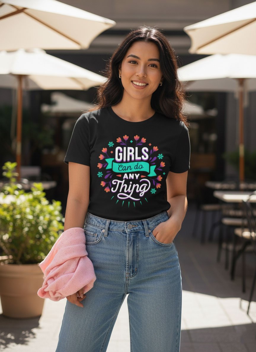 Girls can do anything | Women Round Neak Vichitra T-Shirt