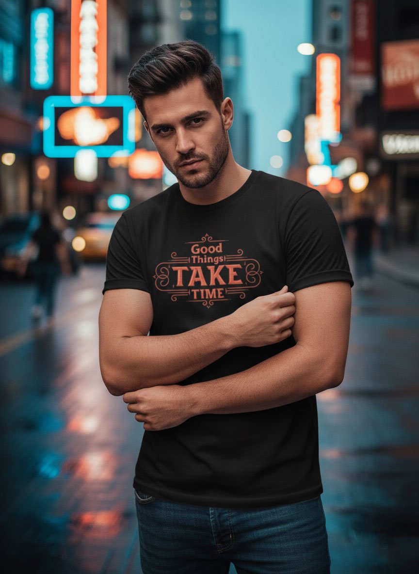 Good things take time | Vichitra | Men Round Neak T-Shirts