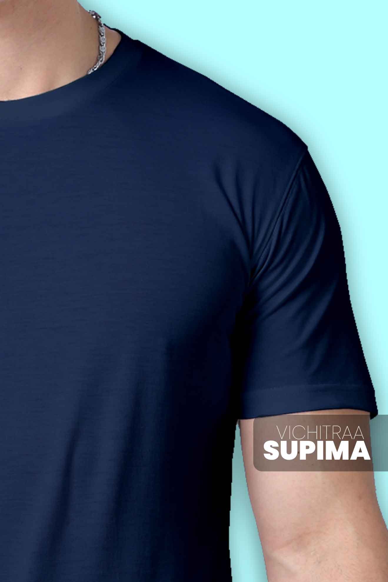 Men’s Navy Blue Supima Cotton T-Shirt – Classic, Deep Color & Comfortable Fit - Image 2