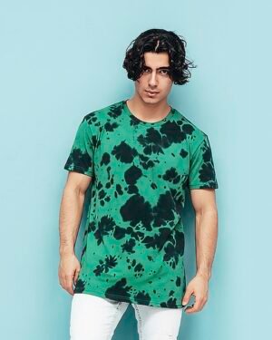 Forest Rhythm | Green - Black | Men's Tie Dye Oversized T-Shirt