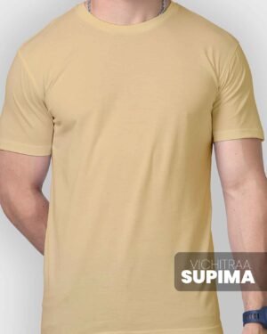 Men’s Beige Supima Cotton T-Shirt – Neutral, Breathable & All-Season Wear