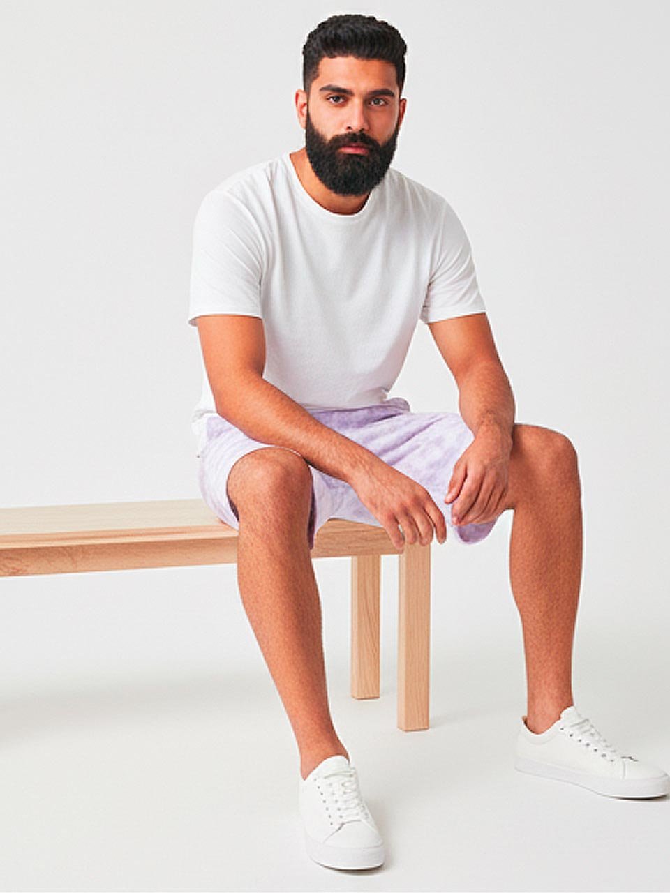 Men’s Tie-Dye Half Pants – Lavender & White | Relaxed Streetwear Fit - Image 2