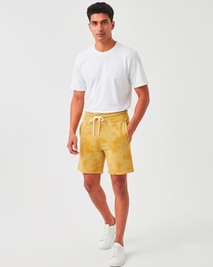 Men’s Tie-Dye Half Pants – Yellow | Relaxed Streetwear Fit