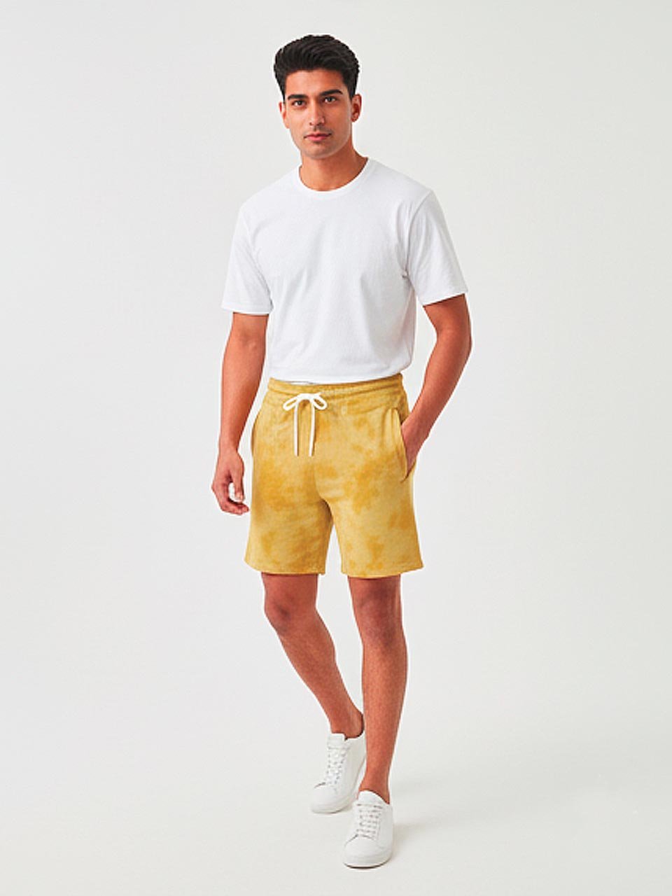 Men’s Tie-Dye Half Pants – Yellow | Relaxed Streetwear Fit