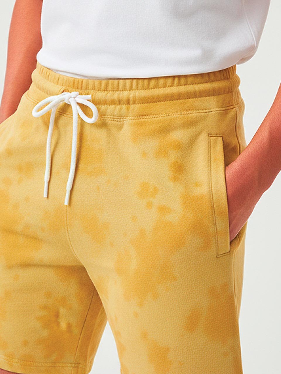 Men’s Tie-Dye Half Pants – Yellow | Relaxed Streetwear Fit - Image 3