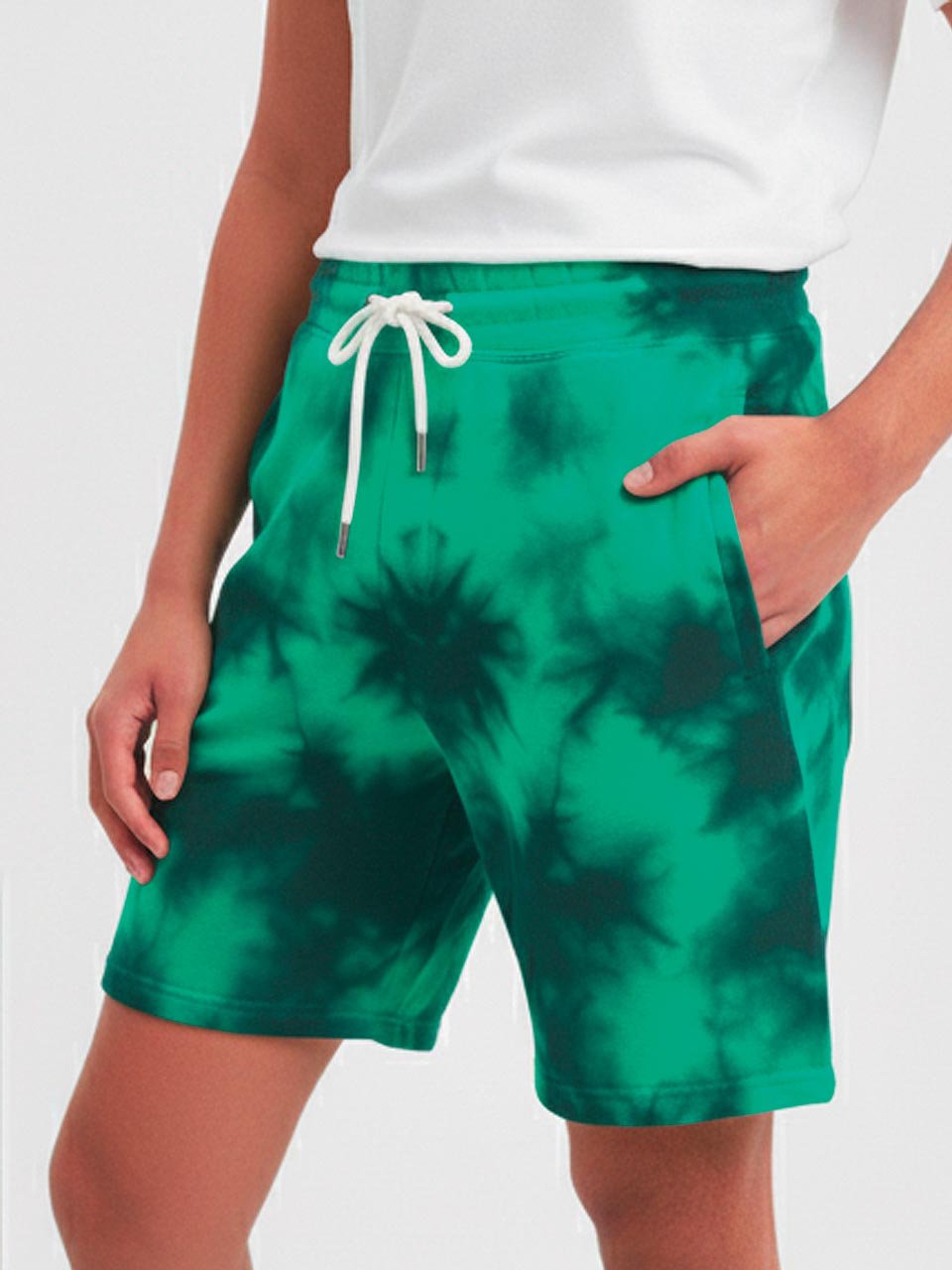 Men’s Tie-Dye Half Pants – Green & black | Relaxed Streetwear Fit - Image 2