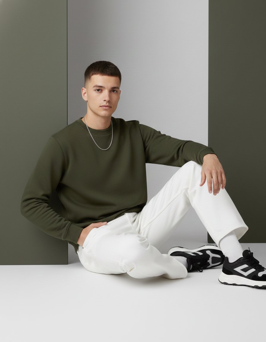 Olive green Men's Essential Crewneck Sweatshirt