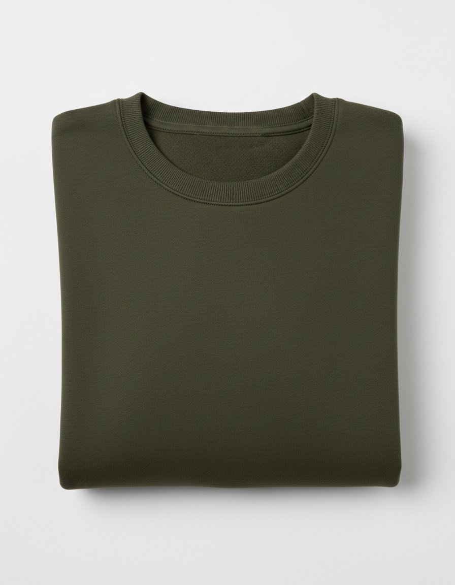 Olive green Men's Essential Crewneck Sweatshirt - Image 4
