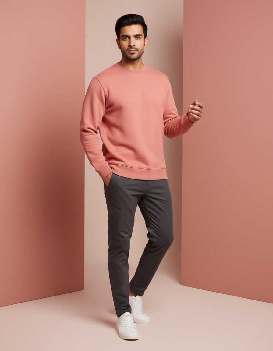 Coral Men's Essential Crewneck Sweatshirt - Image 2